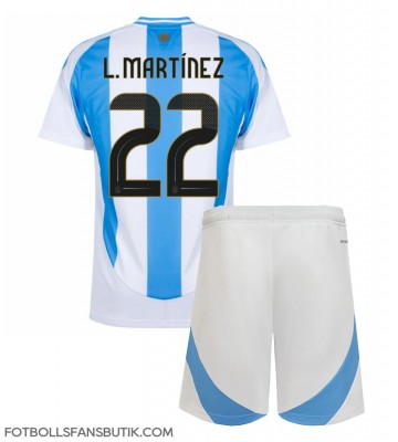 Argentina Lautaro Martinez #22 Replika Hemmatröja Barn Copa America 2024 Kortärmad (+ Korta byxor)